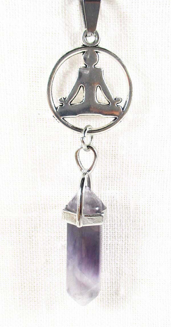 Meditating Figure Amethyst Pendant - Crystal Jewellery > Crystal Pendants