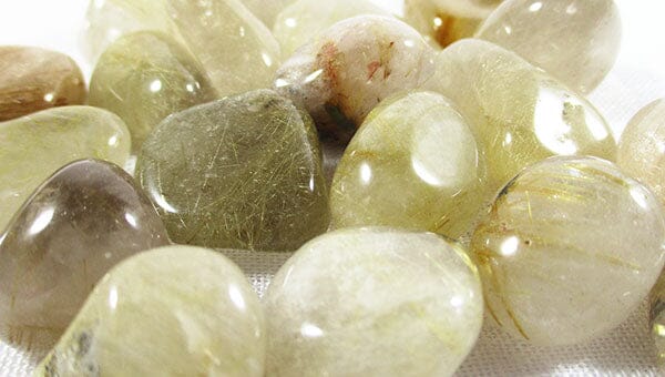 Milky B Grade Rutilated Quartz (x3) - Cut & Polished Crystals > Polished Crystal Tumble Stones