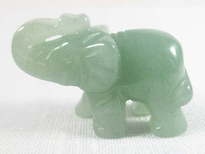 Mini Green Aventurine Elephant Crystal Carvings > Carved Crystal Animals