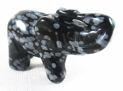 Mini Snowflake Obsidian Elephant Crystal Carvings > Carved Crystal Animals