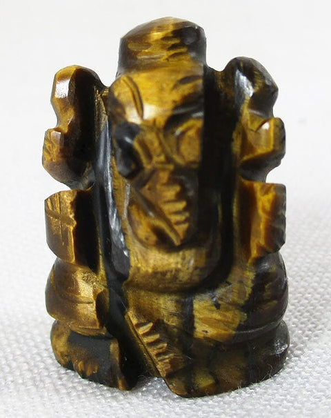 Mini Tigers Eye Ganesha Crystal Carvings > Hand Carved Buddhas