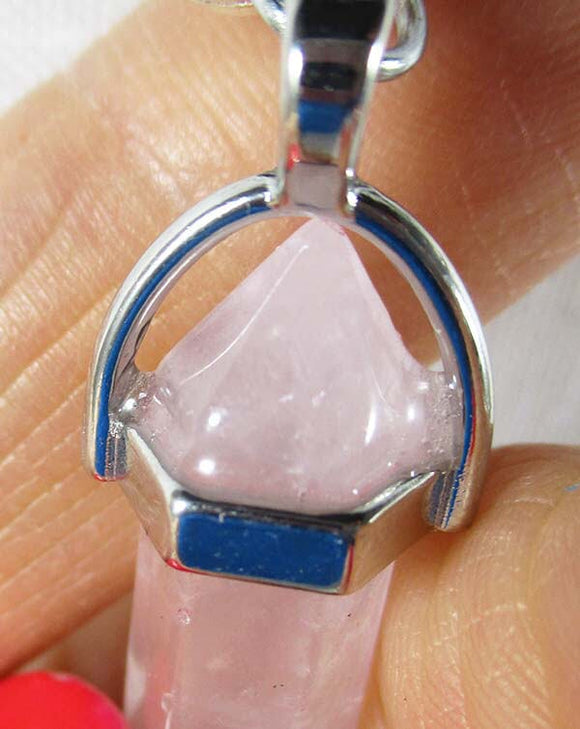 Moon Rose Quartz Pendant | Crystal Jewellery | Point Pendants
