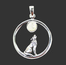 Moonstone Crystal Howling Wolf Silver Pendant | Crystal Jewellery | Crystal Pendants