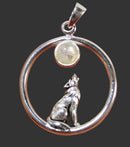 Moonstone Crystal Howling Wolf Silver Pendant | Crystal Jewellery | Crystal Pendants