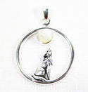 Moonstone Howling Wolf Silver Pendant - 1