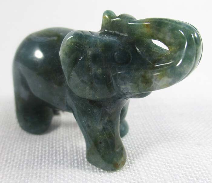 Moss Agate Elephant Crystal Carvings > Carved Crystal Animals