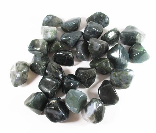 Moss Agate Tumble Stones (x3) Cut & Polished Crystals > Polished Crystal Tumble Stones