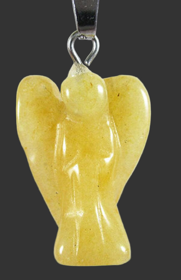 Mustard Calcite Crystal Angel Pendant (Small) | Crystal Jewellery | Angel Pendants