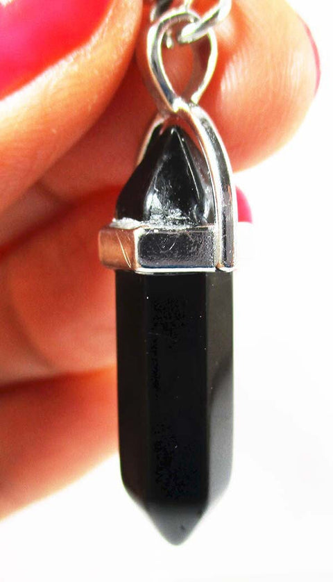 Om Black Obsidian Pendant Reduced Crystal Jewellery > Crystal Pendants