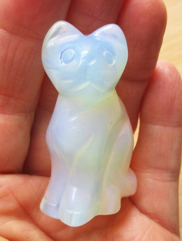 Opalite Cat | Crystal Carvings | Carved Crystal Animals