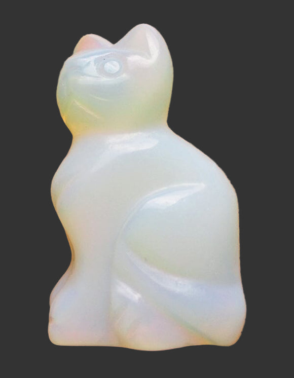 Opalite Cat | Crystal Carvings | Carved Crystal Animals