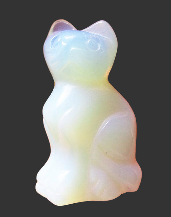Opalite Cat | Crystal Carvings | Carved Crystal Animals