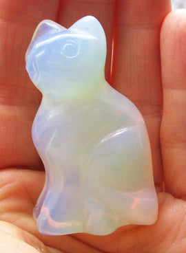 Opalite Cat | Crystal Carvings | Carved Crystal Animals