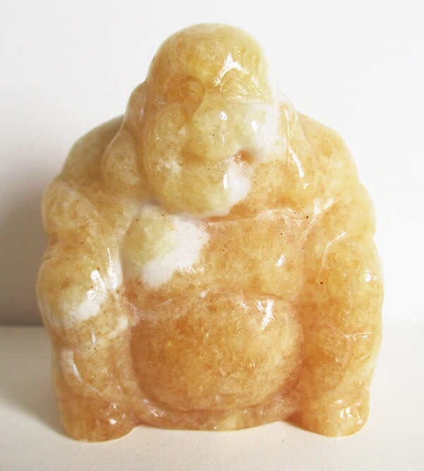 Orange Calcite Buddha - Crystal Carvings > Hand Carved Buddhas