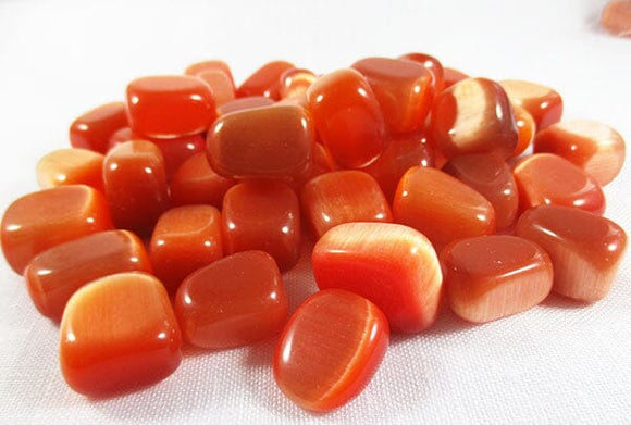 Orange Cats Eye Tumble Stones (x3) | Cut & Polished Crystals | Polished Crystal Tumble Stones
