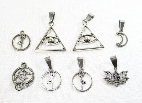 Pack of 6 Metal Pendants REDUCED Crystal Jewellery > Crystal Pendants