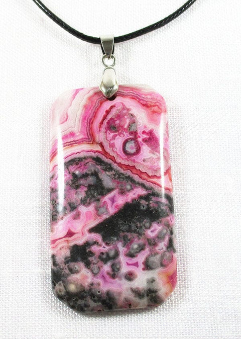 Pink Agate Necklace (Large) Crystal Jewellery > Crystal Pendants