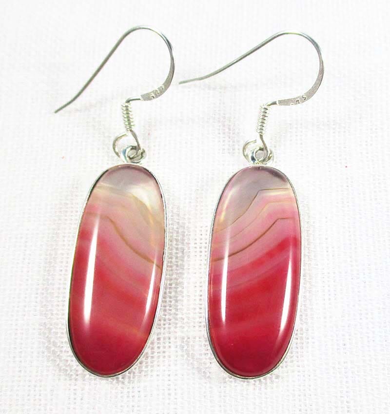 Pink Agate Oval Earrings - Crystal Jewellery > Gemstone Earrings