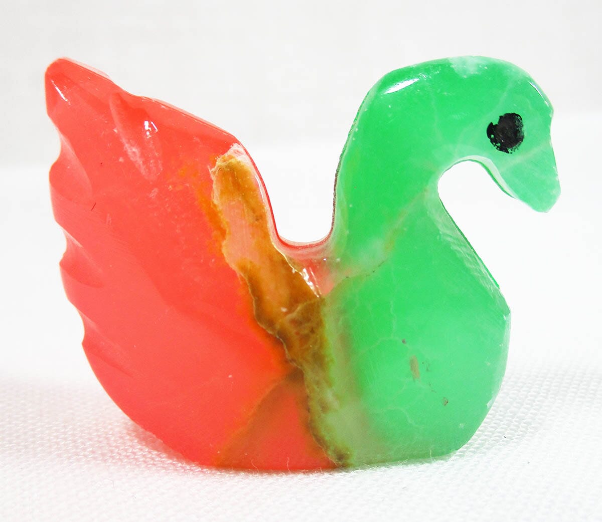 Pink and Green Onyx Swan - Crystal Carvings > Carved Crystal Animals