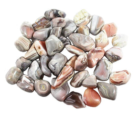 Pink and Grey Agate Healing Crystal Tumbles (x3) | Cut & Polished Crystals | Polished Crystal Tumble Stones