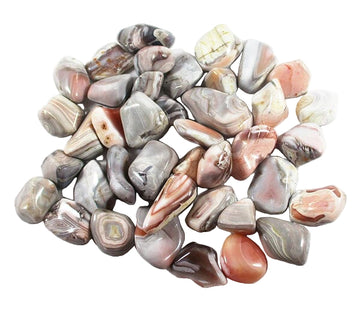 Pink and Grey Agate Healing Crystal Tumbles (x3) | Cut & Polished Crystals | Polished Crystal Tumble Stones