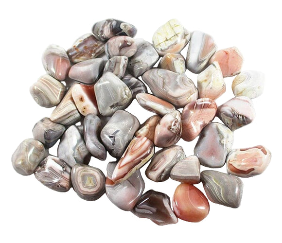 Pink and Grey Agate Healing Crystal Tumbles (x3) | Cut & Polished Crystals | Polished Crystal Tumble Stones
