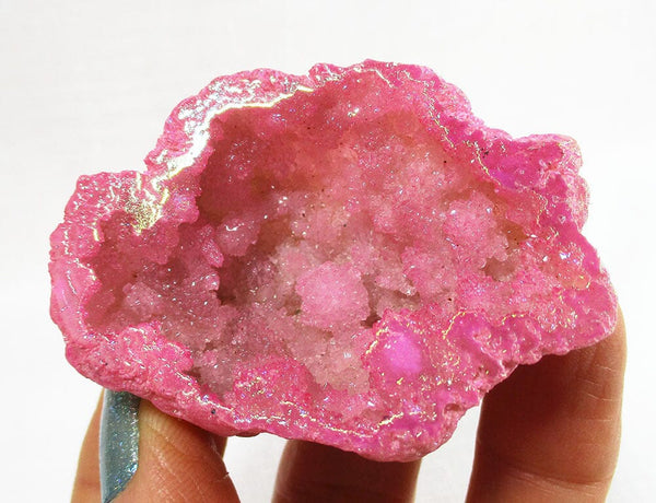 Pink Aura Quartz Geode - 1