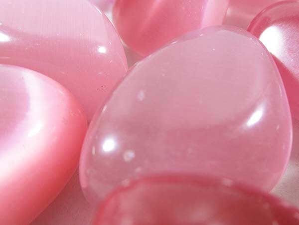 Pink Cats Eye Tumble Stone (x1) - 2