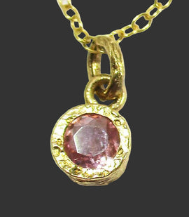 Pink Tourmaline Pendant Gold Plated Silver (x Small) | Crystal Jewellery | Crystal Pendants