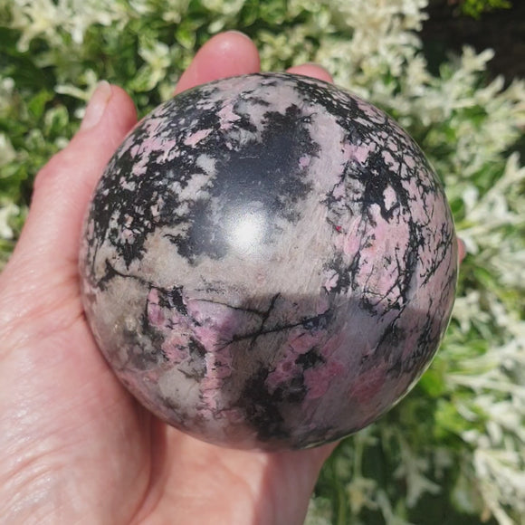 Rhodonite Crystal Sphere (Large) | Crystal Carvings | Polished Crystal Spheres