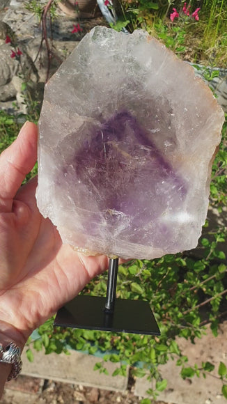 Quartz Amethyst Phantom on Stand (Rough) | Natural Crystals | Raw Crystal Chunks