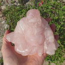 Rose Quartz Crystal Laughing Buddha (XLarge) | Crystal Carvings | Hand Carved Buddhas