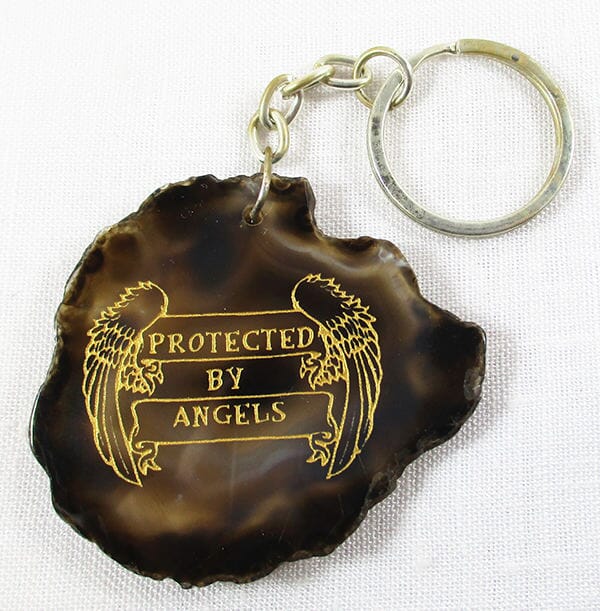 Protected by Angels Agate Keyring - Others > Keyrings & Clip-On Crystals