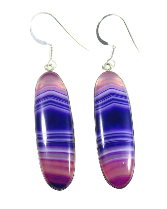 Purple and Pink Agate Oval Earrings | Crystal Jewellery | Gemstone Earrings