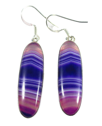 Purple and Pink Agate Oval Earrings | Crystal Jewellery | Gemstone Earrings