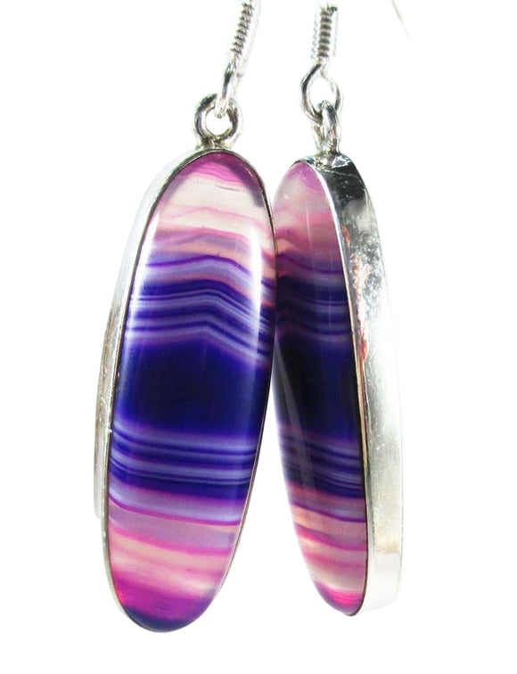 Purple and Pink Agate Oval Earrings | Crystal Jewellery | Gemstone Earrings