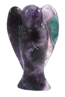 Purple and Green Fluorite Guardian Angel 5cm | Crystal Carvings | Crystal Angels