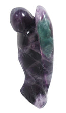 Purple and Green Fluorite Guardian Angel 5cm | Crystal Carvings | Crystal Angels