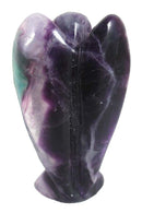 Purple and Green Fluorite Guardian Angel 5cm | Crystal Carvings | Crystal Angels