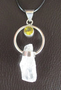Quartz and Citrine-Glass Necklace (Silver Plated) - 2