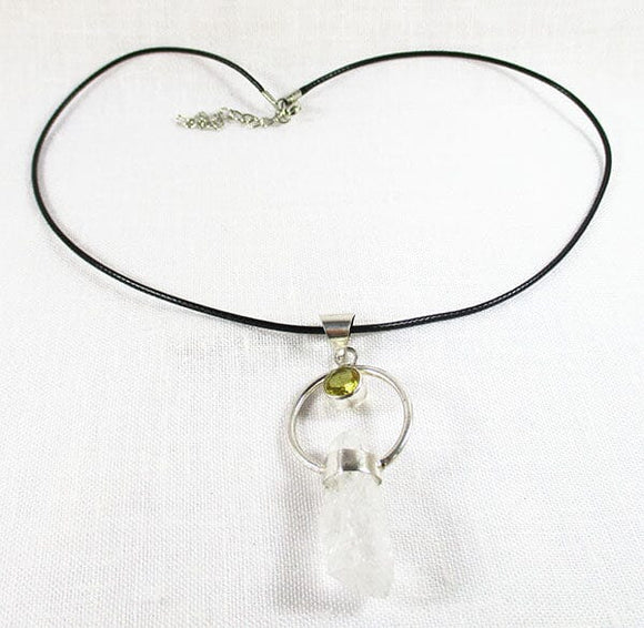 Quartz Healing Crystal and Glass Necklace (Silver Plated) | Crystal Jewellery | Crystal Pendants