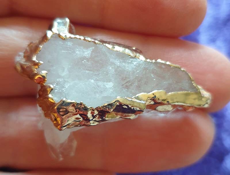 Quartz Cluster in Gold Plate (Small) - Natural Crystals > Natural Crystal Clusters