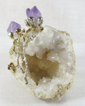 Quartz Geode With Amethyst Flowers - 2