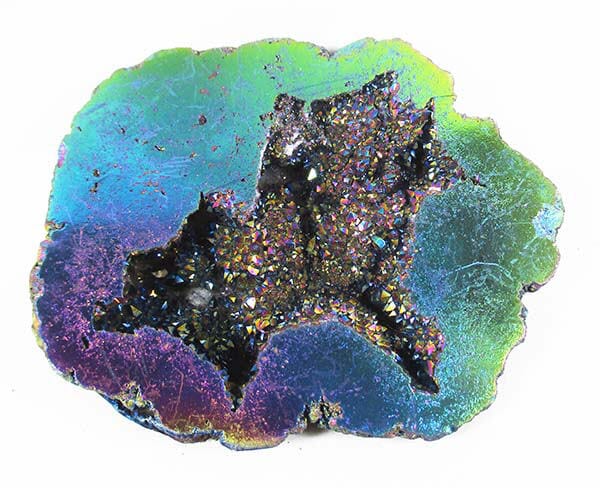 Rainbow Aura Flat Quartz Geode - Natural Crystals > Crystal Geodes