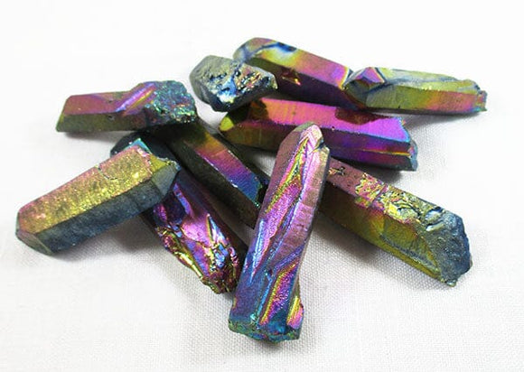 Rainbow Aura Quartz Crystal Point Rough (x1) | Cut & Polished Crystals | Crystal Obelisks & Natural Points