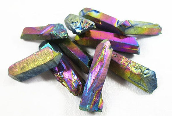 Rainbow Aura Quartz Crystal Point Rough (x1) | Cut & Polished Crystals | Crystal Obelisks & Natural Points