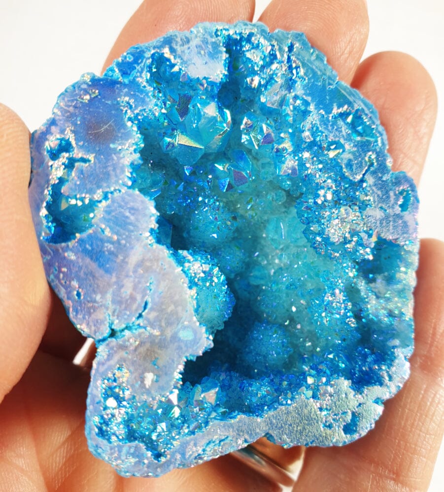 Rainbow Turquoise Aura Quartz Geode - Natural Crystals > Crystal Geodes