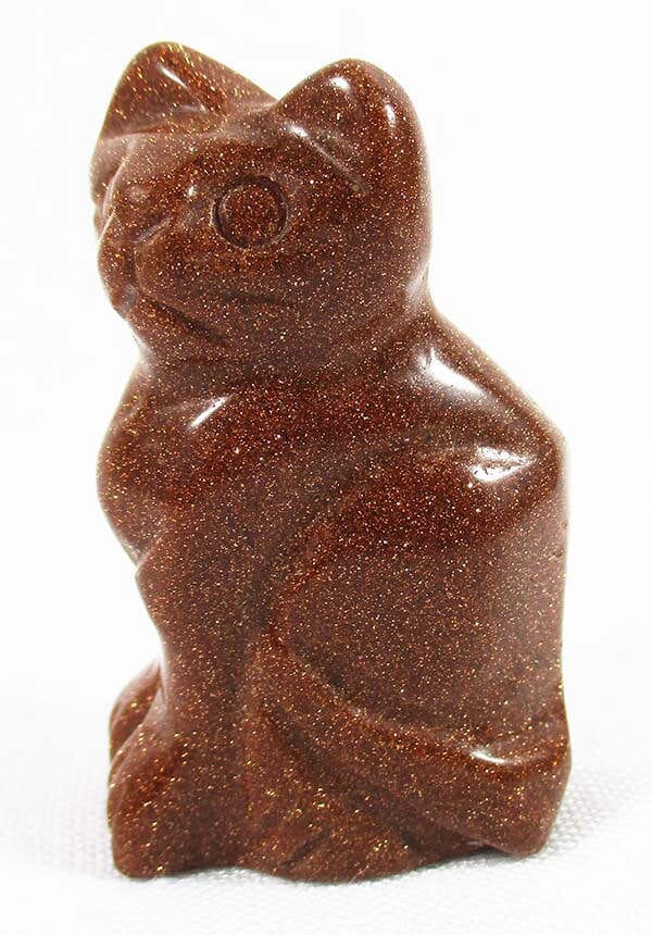 Red Goldstone Cat - Crystal Carvings > Carved Crystal Animals