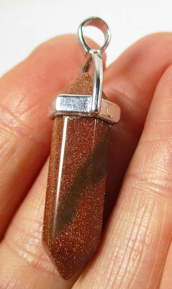 Red Goldstone Crystal Point Pendant | Crystal Jewellery | Point Pendants