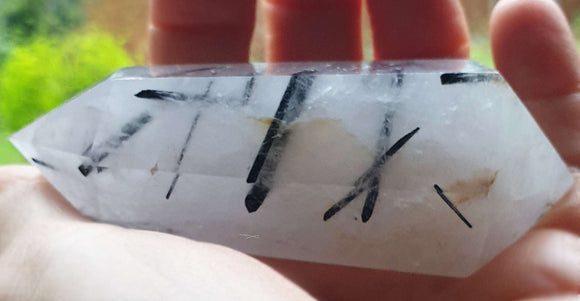 Tourmalinated Quartz Double Terminated Wand | Dowsing | Crystal Healing Wands